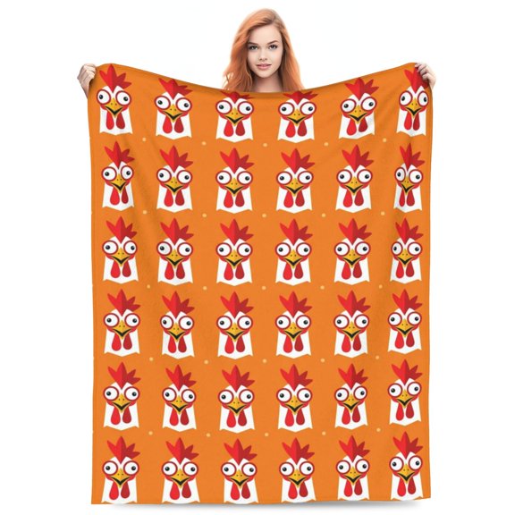 Chicken Throw Blanket, Rooster Throw Blanket, Soft Flannel Animal Lover Gift for Adults, Cozy Blanket for Couch, Bed and Home 50x40