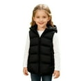 thumbnail image 3 of Kids Padded Vest Winter Puffy Detachable Hooded Zipper Up Sleeveless Jacket Jackets for 2025 Trendy,Color:Black,Size:11-12 Years, 3 of 4