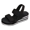 thumbnail image 6 of Rokment Womens Comfortable Elastic Band Platform Wedge Walking Sandals Casual Athletic Stretchy Memory Foam Chunky Heeled Slip on Beach Summer Shoes for Vacation Black Size 6, 6 of 7