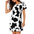 thumbnail image 2 of Fotbe Milk Cow Bata de Dormir para Mujer con Estampado, Camisón de Algodón de Manga Corta, Ropa de Dormir Casual, 2 of 6