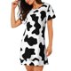 thumbnail image 2 of Fotbe Milk Cow Bata de Dormir para Mujer con Estampado, Camisón de Algodón de Manga Corta, Ropa de Dormir Casual, 2 of 6