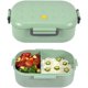 thumbnail image 1 of Fiambrera, caja Bento de 1000 ml con 2 compartimentos, fiambrera hermética de seguridad ecológica a prueba de fugas, para picnic, escuela, trabajo, oficina (verde) JFHHH pequeña, 1 of 3