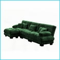thumbnail image 3 of Luxury Chenille Green L-Shaped Modular Sectional Sofa with Convertible Ottoman - Deep Seat Cloud Couch for Living Room, 3 of 19