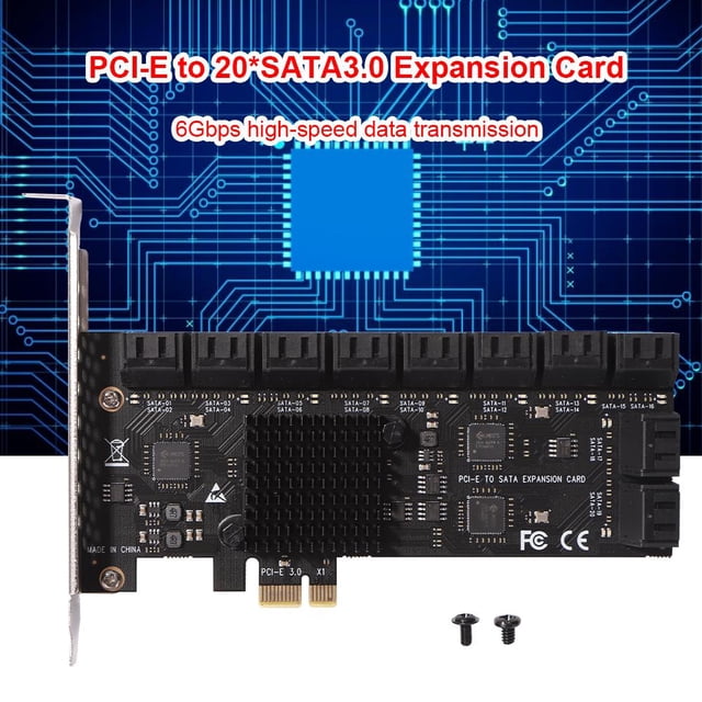 Tarjeta de expansión PCIE de 20 puertos PCIe SATA 3.0 Riser Adapter 6Gbps para escritorio Likrtyny Para estrenar