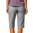 thumbnail image 5 of jjayotai Women's Casual Summer Bermuda Shorts Plaid Elastic Waist Shorts Button Deco Knee Length Long Shorts with Pockets, 5 of 6