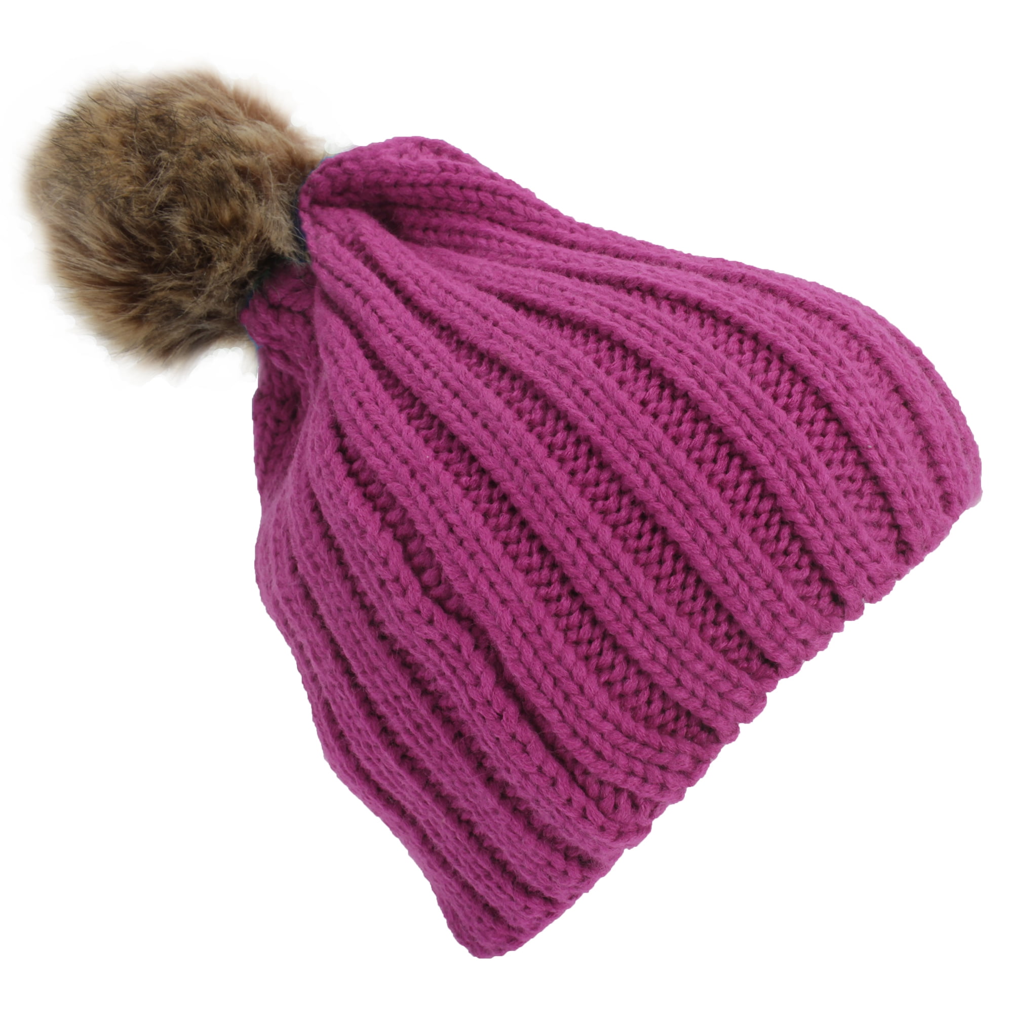 winter hat with fur pom pom