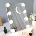 thumbnail image 1 of Lighted Makeup Mirror, Vanity Mirror with Lights, Portable Cosmetic Mirror with 10X Magnifying Mirror, LED Lighted Mirror with Touch Sensor Dimming, 9" x 12", White, 1 of 6