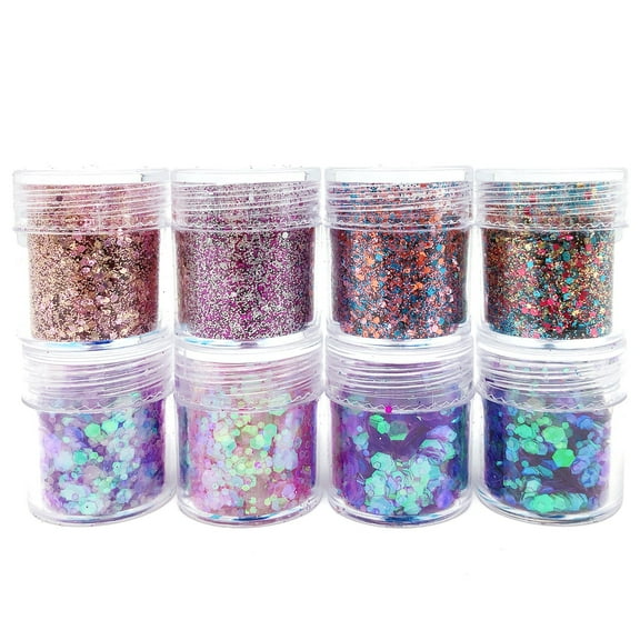Wrapables Chunky Glitter for Hair Face Makeup Nail Art Decoration (8 Colors), Purple Party