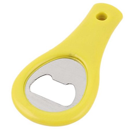 uxcell Plastic Grip Milk Juice Beer Bottle Can Opener Kitchen Tool Yellow