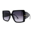 thumbnail image 2 of Womens Chic Squared Butterfly Thick Temple Oversize Sunglasses Black Smoke, 2 of 4