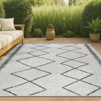JONATHAN Y SANTA MONICA 5 x 8 Area Rug, Derya Tribal Diamond Trellis - Ivory/Black, SMB129D-5