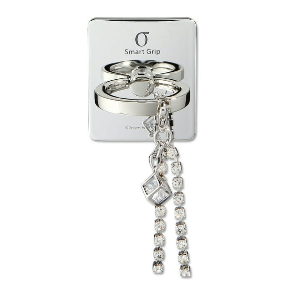Cell Phone Finger Ring Holder & Grip with Luxury Oktant Crystal Universal Kickstand with 360° Rotation and 180° Flip Compatible with Most Smartphones (Cube Silver)