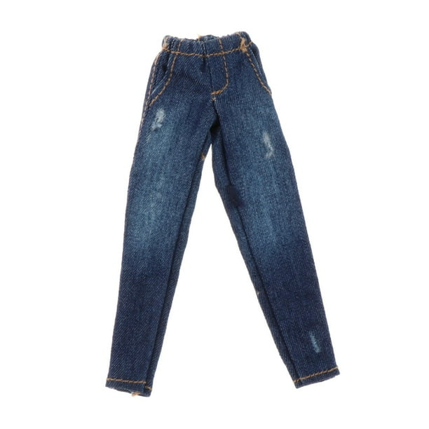 Pantalones de muñeca 1/12, trajes hechos a mano, accesorios de cosplay DIY, ropa de tela en miniatura. Agujero azul