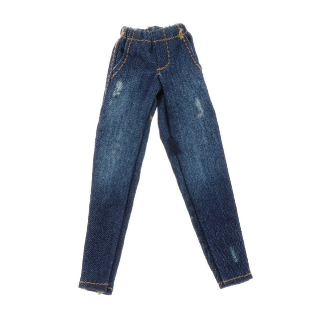 Pantalones de muñeca 1/12, trajes hechos a mano, accesorios de cosplay DIY, ropa de tela en miniatura. Agujero azul