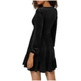 thumbnail image 3 of Women's Velvet Dress V Neck Long Sleeve Velour Mini Dress Cocktail Club Party Swing Dresses, 3 of 4