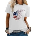 thumbnail image 2 of Women's Flag Printed Fun Casual Round Neck Short Sleeved T Shirt Top 4 Trendy Tops for Women 2024, 2 of 5