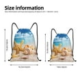 thumbnail image 4 of Drawstring Backpack - Beach Starfish Shell Splash Proof Small Drawstring Gym Bag for Women Men, Cinch Sports String Bag Backpack for Travel Swimming Beach, 4 of 8