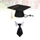 thumbnail image 4 of Conjunto de 2 collares de graduación para mascotas, adorable sombrero de gato, corbata y traje, suministros para fiestas de mascotas (negro), 4 of 6