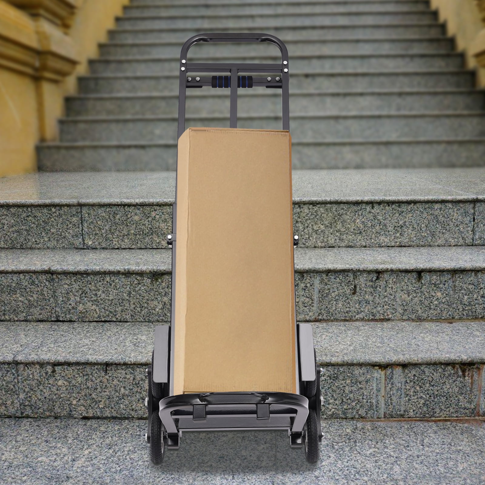 Hand Truck Dolly – Stair Climbing Cart, Stair Climber Cart 460 Lb Capacity All Terrain Stair Dolly Heavy Duty with Telescoping Handle and 6+2 Wheels (Black) Hand Truck Climbing Rope