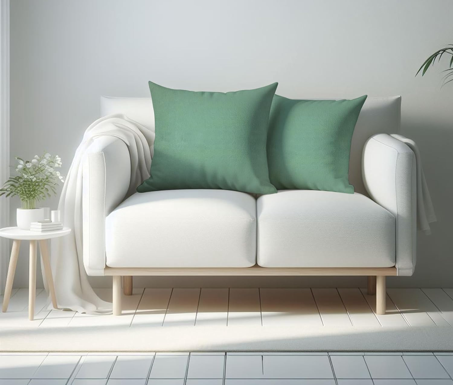 A1HC Hypoallergenic Down Alternative Pillow Inserts, 20x20 in, Square, Pack of 2, Como Green