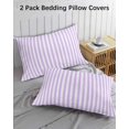 thumbnail image 3 of Purple White Stripe Pillow Covers King Size 2 Pack, Modern Minimalist Geometric Striped Soft Bed Throw Pillowcases Breathable Cooling Long Lumbar Body Pillow Sham Cover for Bed Sofa 20''x36'', 3 of 7