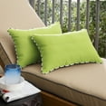thumbnail image 2 of Sunbrella  Macaw Green with Blue White Stripe Indoor/Outdoor Lumbar Pillows Set of 2 16 in L x 26 in W, 2 of 5