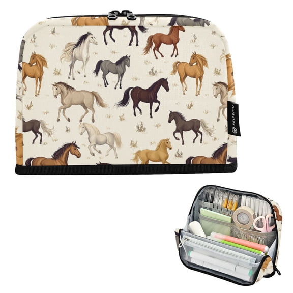 ALAZA Wild Horses Pencil Case Pen Pouch Bag Large Capacity Organizer