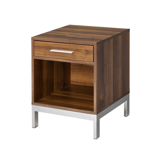 ACME Furniture Table de Chevet Sterret en Argent et Noyer