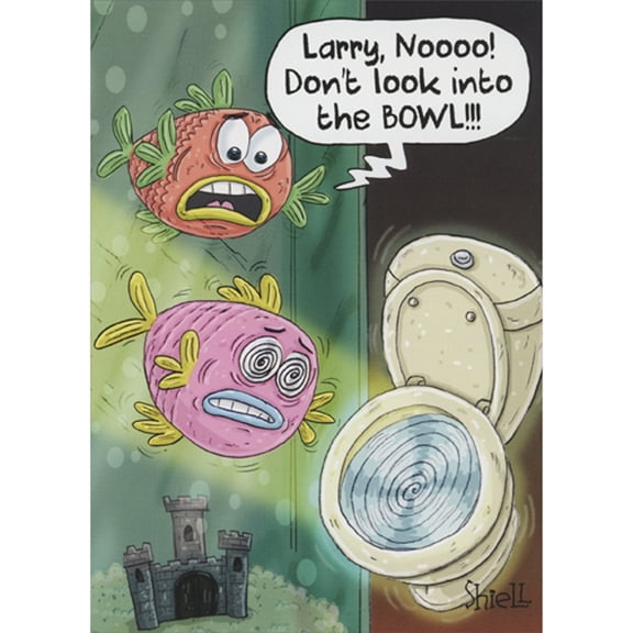 Oatmeal Studios Larry, No: Fish Looking into Toilet Bowl Funny Get Well Card