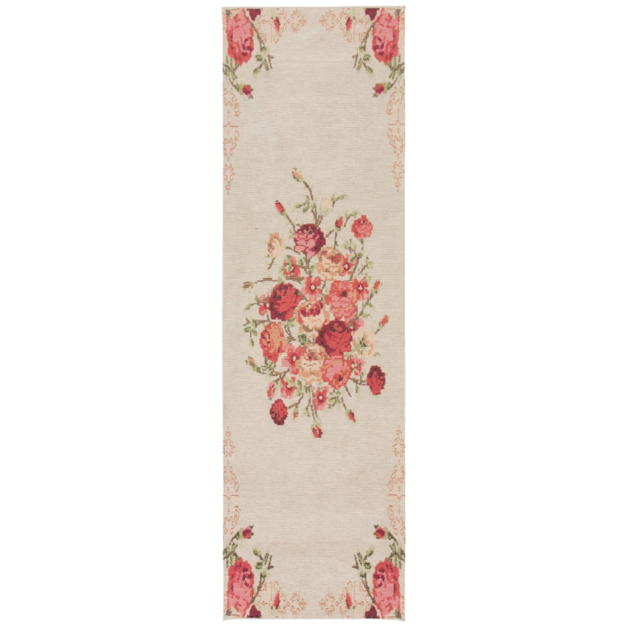 SAFAVIEH Classic Vintage Morven Floral Polyester Area Rug, Beige/Red, 9' x 12'