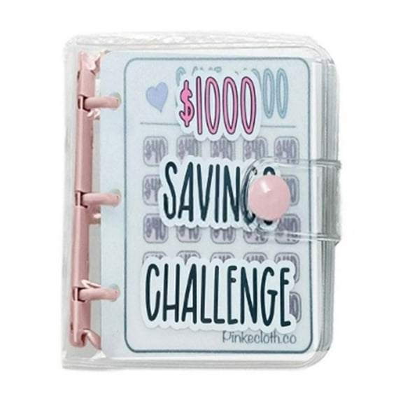 $1000 Money Savings Challenge Binder,Portable Mini Money Saving Binder,Mini Pocket Budget Book,Saving Organizer For Cash PINK