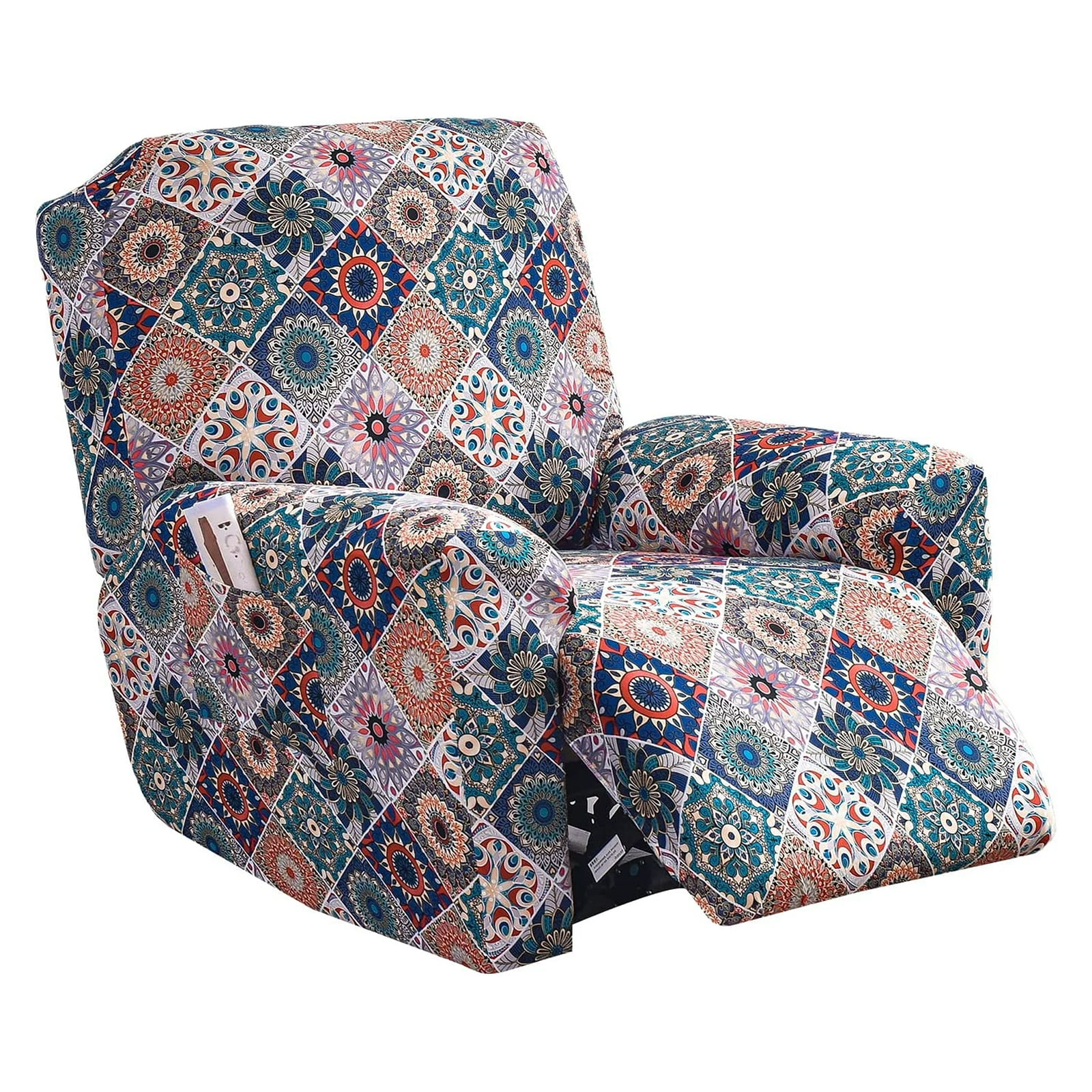 EcoAncheng Stretch Recliner Slipcover, 4 Pieces Printed Lazy Boy Chair