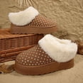 thumbnail image 4 of hzomhy Womens Snow Boots Closed Toe Warm Lining Thick Sole Slip On Design for Casual Cold Weather Daily Wear, 4 of 9