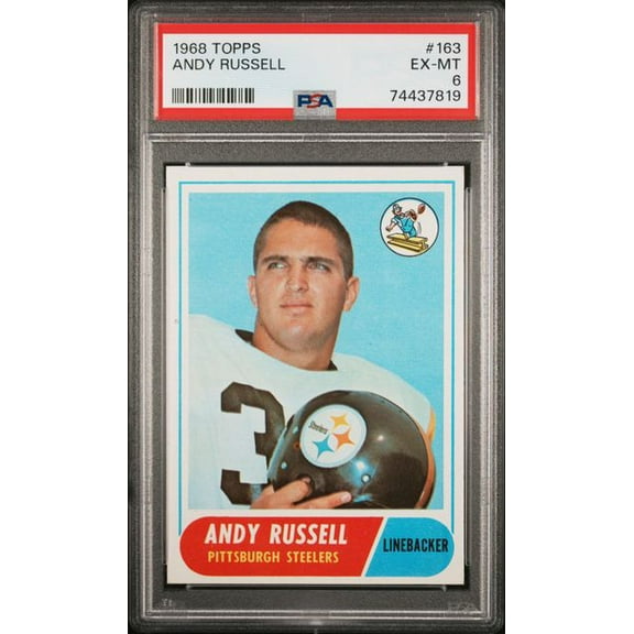 Graded 1968 Topps Andy Russell #163 Rookie RC Football Card PSA 6 EX-MT