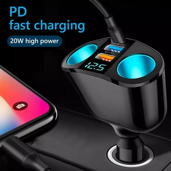 FurNest 12VLED Car Cigarette Lighter Adapter Charger 2 Way Dual Plug Socket Spl