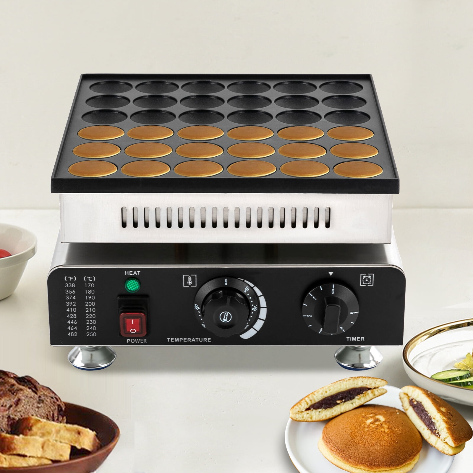 Waffle Maker, 36-Circle Commercial Waffle Maker, Round Louvered Waffle Machine, Large Capacity for Home, Party