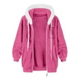 thumbnail image 3 of MELDVDIB Womens Fuzzy Fleece Jacket Zip-Up Fall Winter Solid Fashion Causal Hooded Coat Lounge Warm Comfy Outwear Tops with Pocket, 3 of 5