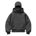 thumbnail image 6 of Nwiuh Boys Balaclava Hoodies Double Hooded Pullover Windproof Hoodie with Mask Ski Sweatshirts Jacket for Boys Girls Kids (Dark Gray, 12-13 Years), 6 of 9