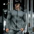 thumbnail image 4 of Camiseta de compresión para hombre, camisas con cremallera muscular, camisetas ligeras ajustadas de manga larga para entrenamiento y gimnasio, camisetas suaves para culturismo, 4 of 5