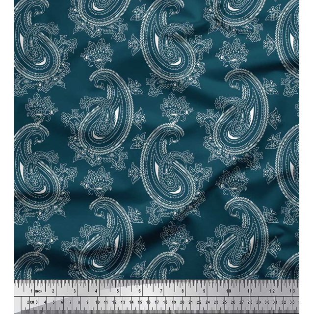 Soimoi Polyester Crepe Fabric Artistic Paisley Fabric Prints by Yard 52 Inch Wide