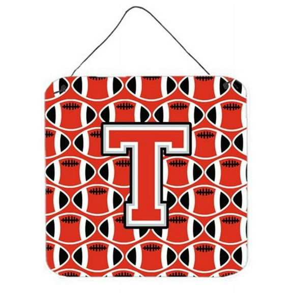 Letter T Football Scarlet & Grey Wall or Door Hanging Prints
