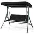 thumbnail image 1 of Gymax 3-Person Porch Swing w/ Stand w/ Rattan Seat Back Metal Frame Adjustable Shade, 1 of 9