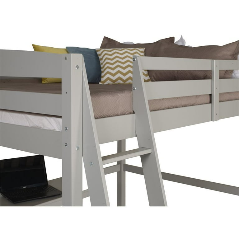 Camaflexi Tribeca Solid Pine Wood High Loft Bed Full with Desk in Gray 100 Solid Wood Walmart