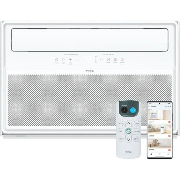 TCL Q-Series 12,000 BTU 550 sq. ft. Smart Inverter Window Air Conditioner with Heater, Remote Control & Wi-Fi Compatibility, H12W4KWH