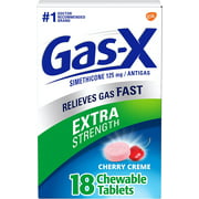 Gas-X Extra Strength Chewable Gas Relief Tablets with Simethicone 125 mg, Cherry, 18 Count