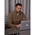 thumbnail image 4 of Fexilor Men's Quarter-Zip Sweater, Cable Knit Mock Neck Slim Fit Business Casual Pullover S-3XL, 4 of 7