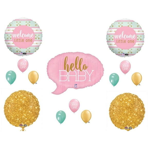Tribal Welcome Little One Baby Girl Shower Balloons Decoration Supplies Gold