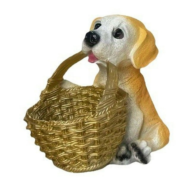 Bol à Clés en Résine Chiot Décoration de Table d'Entrée Mini Panier de Rangement Statue de Chien Porte-Bonbons pour Décoration de Bureau à Domicile Idée Cadeau Plateau Décoratif