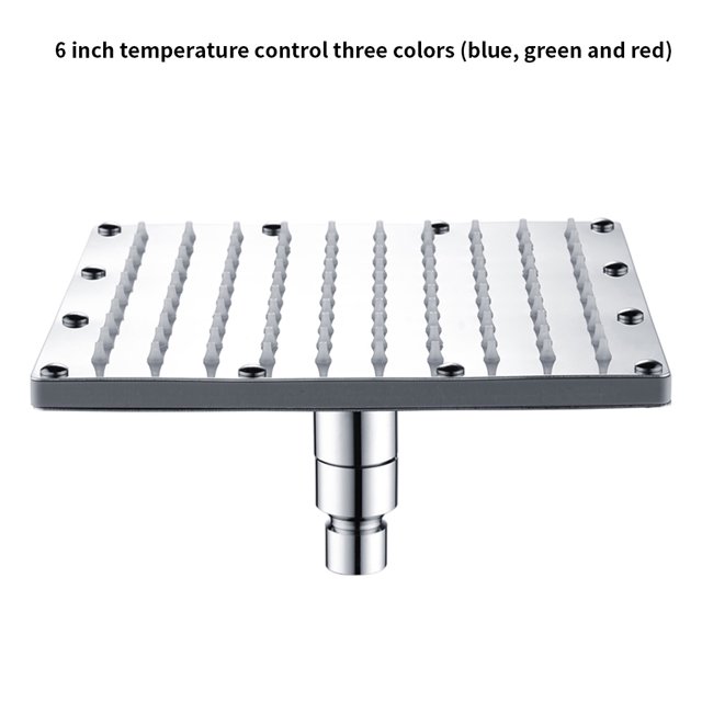 Top Shower LED Color Changing Rainfall Top Spray 6-inch Ceiling Shower Head, 3 Colors, Blue, Green, Red