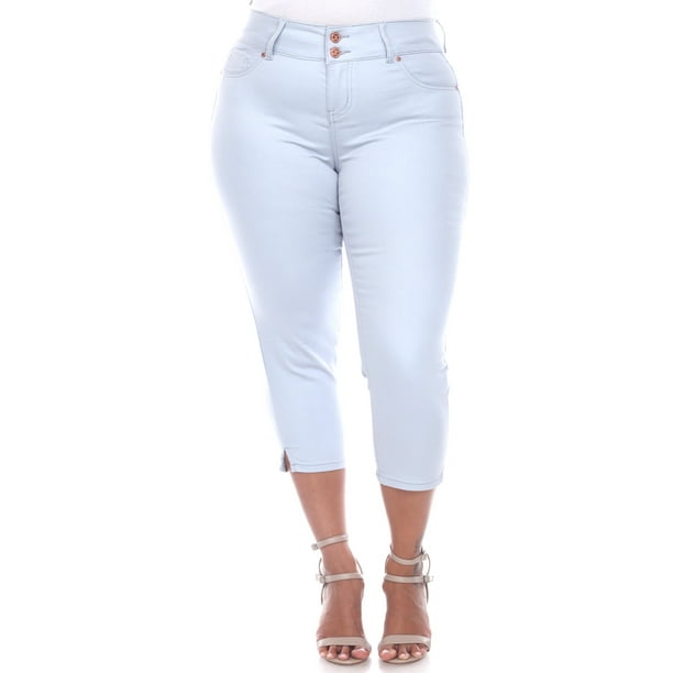 White Mark Women's Plus Size Capri Jeans